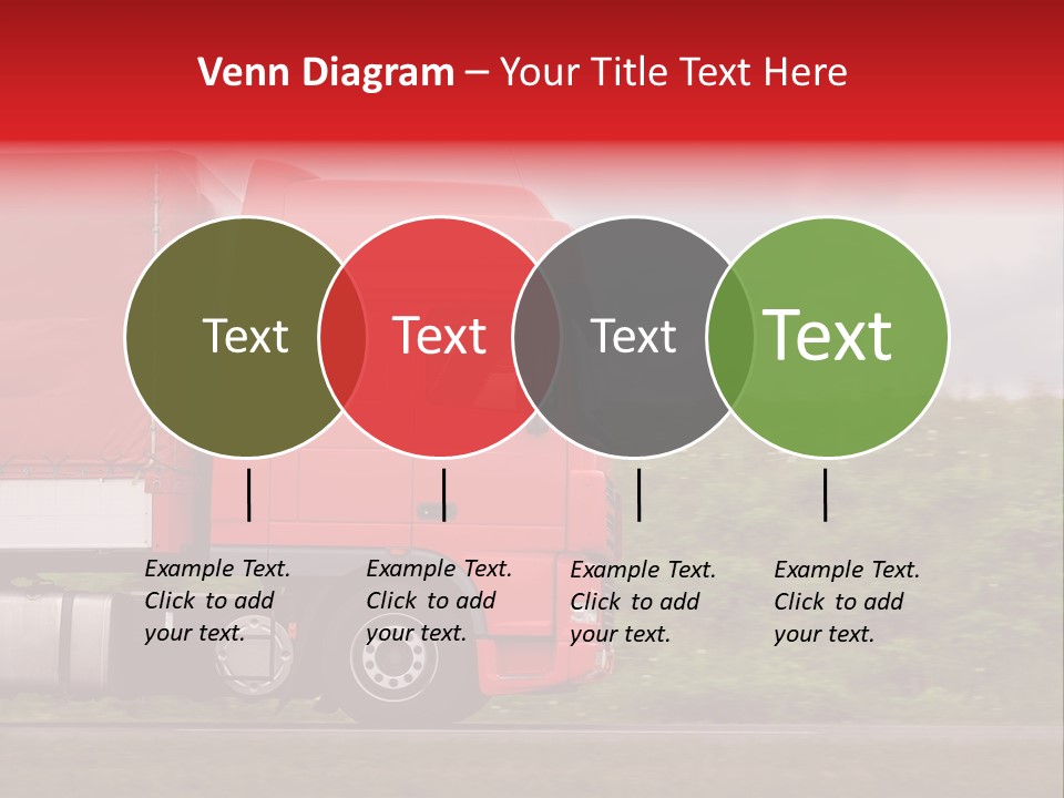 Red Truck Moving From Right To Left On Highway PowerPoint Template