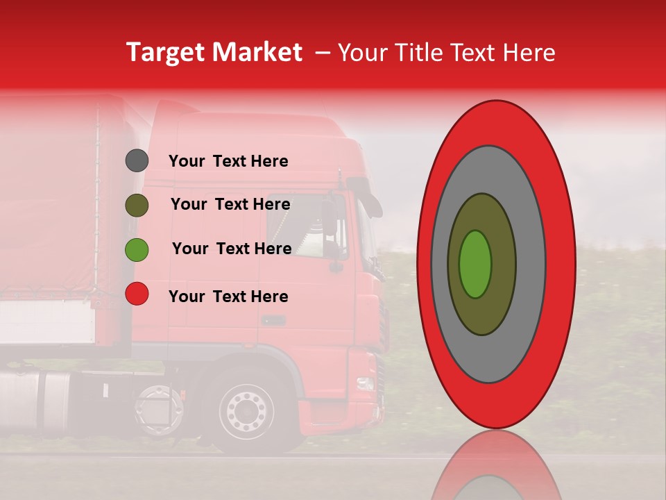 Red Truck Moving From Right To Left On Highway PowerPoint Template