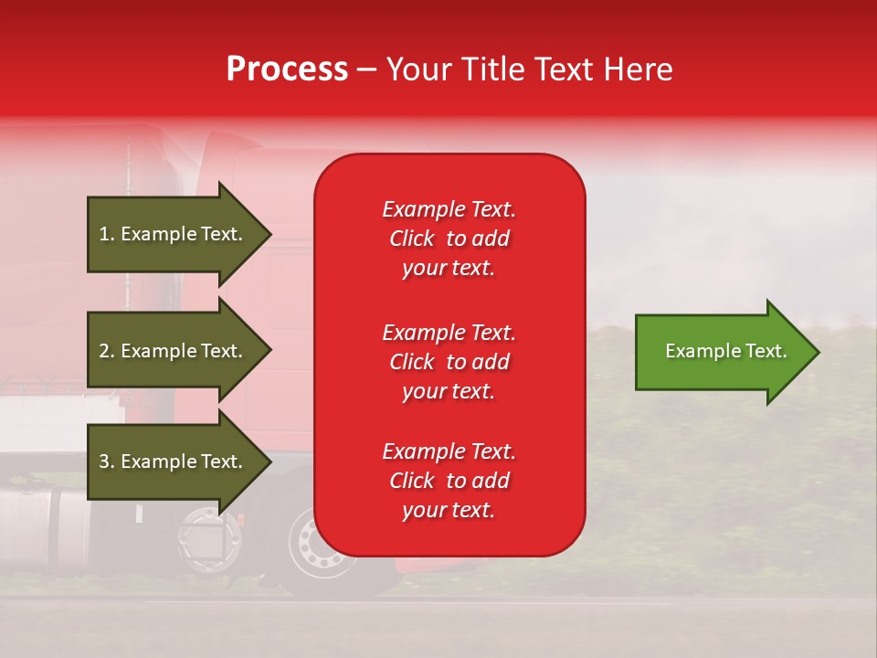 Red Truck Moving From Right To Left On Highway PowerPoint Template
