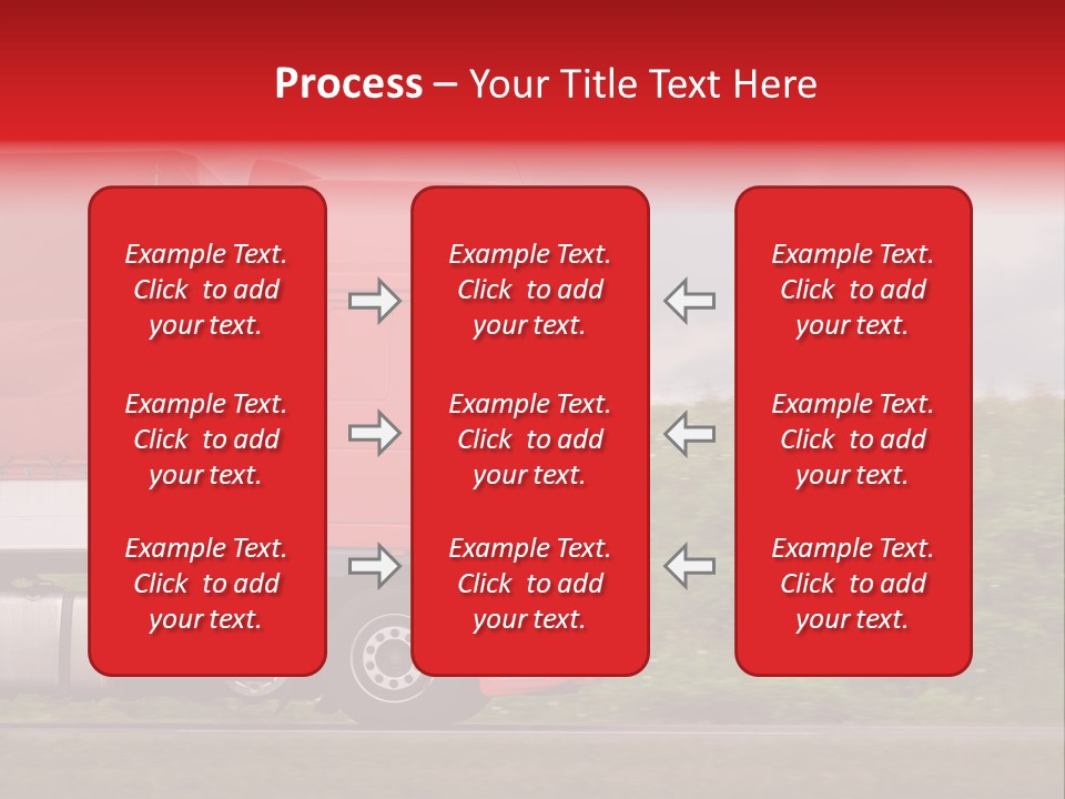 Red Truck Moving From Right To Left On Highway PowerPoint Template