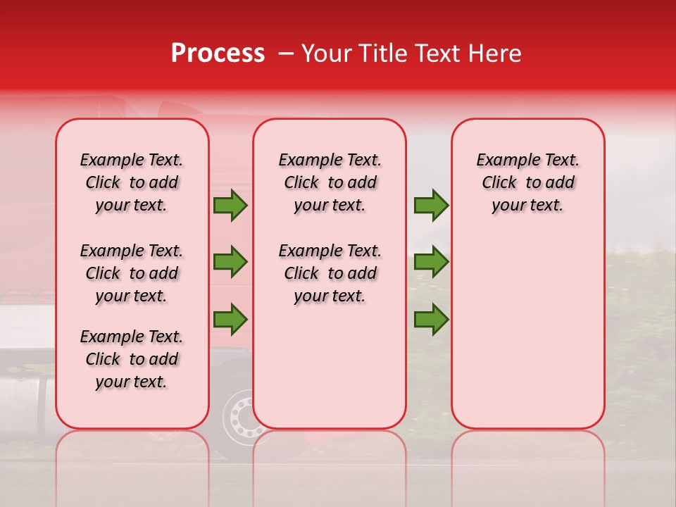 Red Truck Moving From Right To Left On Highway PowerPoint Template