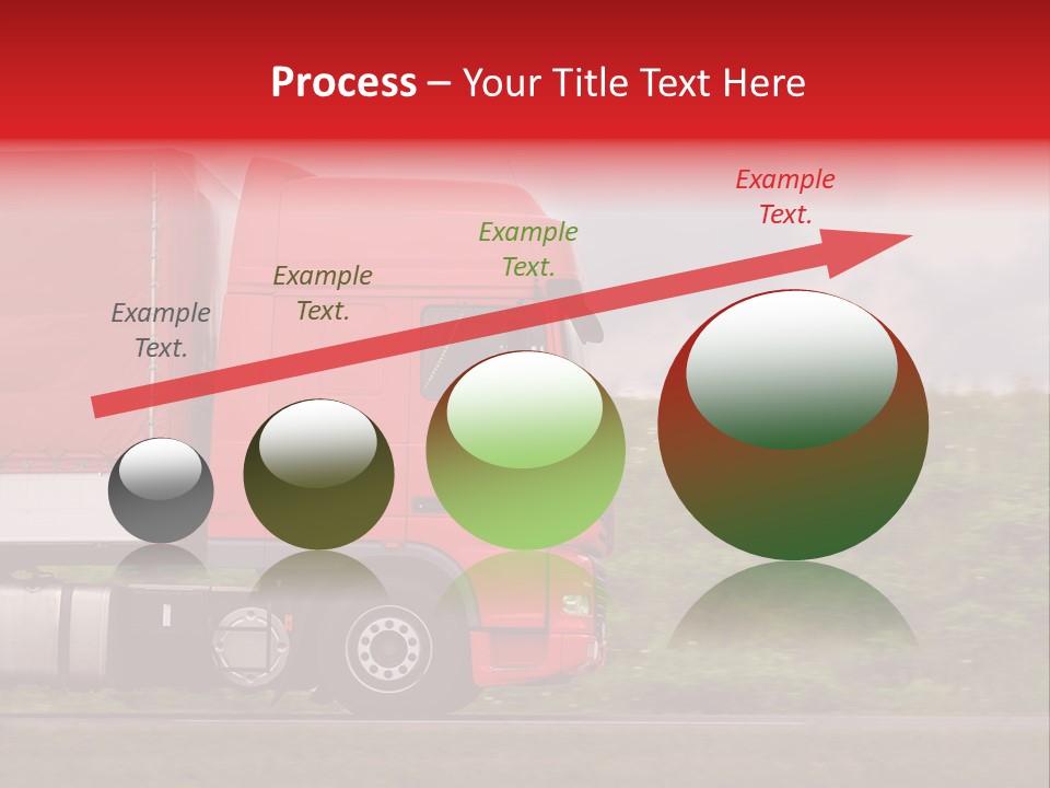 Red Truck Moving From Right To Left On Highway PowerPoint Template