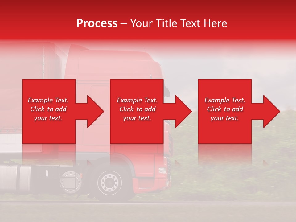 Red Truck Moving From Right To Left On Highway PowerPoint Template
