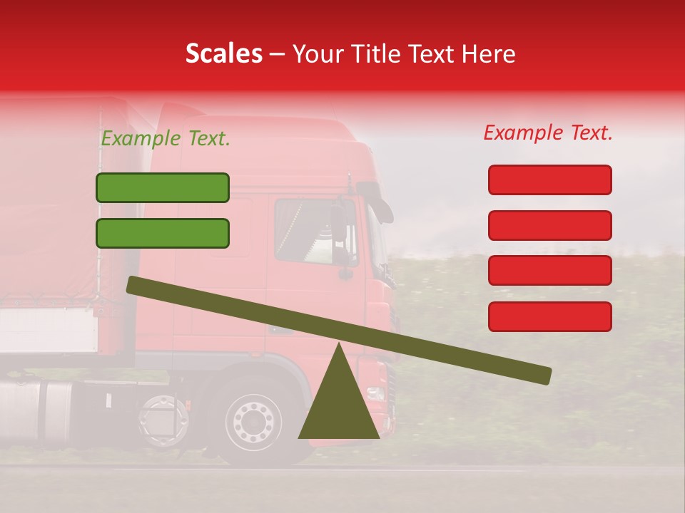 Red Truck Moving From Right To Left On Highway PowerPoint Template