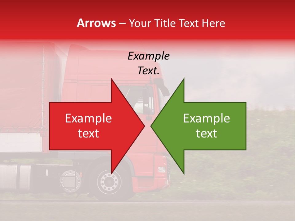 Red Truck Moving From Right To Left On Highway PowerPoint Template