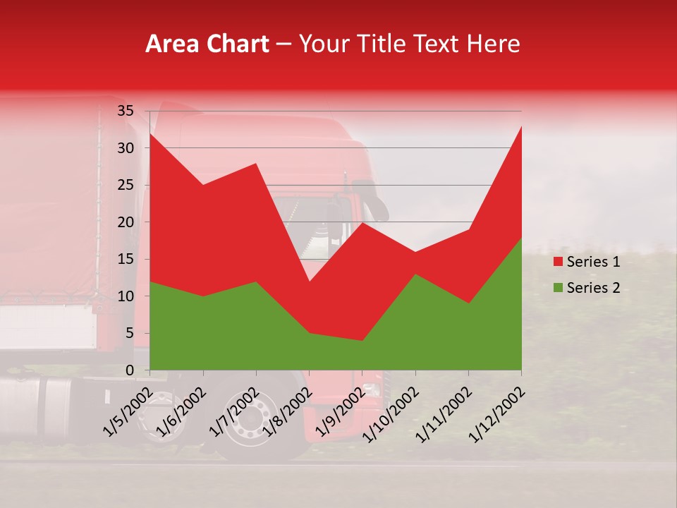 Red Truck Moving From Right To Left On Highway PowerPoint Template