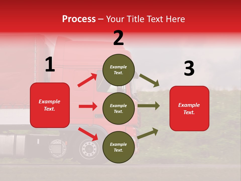 Red Truck Moving From Right To Left On Highway PowerPoint Template