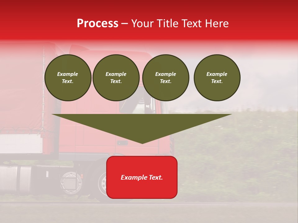 Red Truck Moving From Right To Left On Highway PowerPoint Template