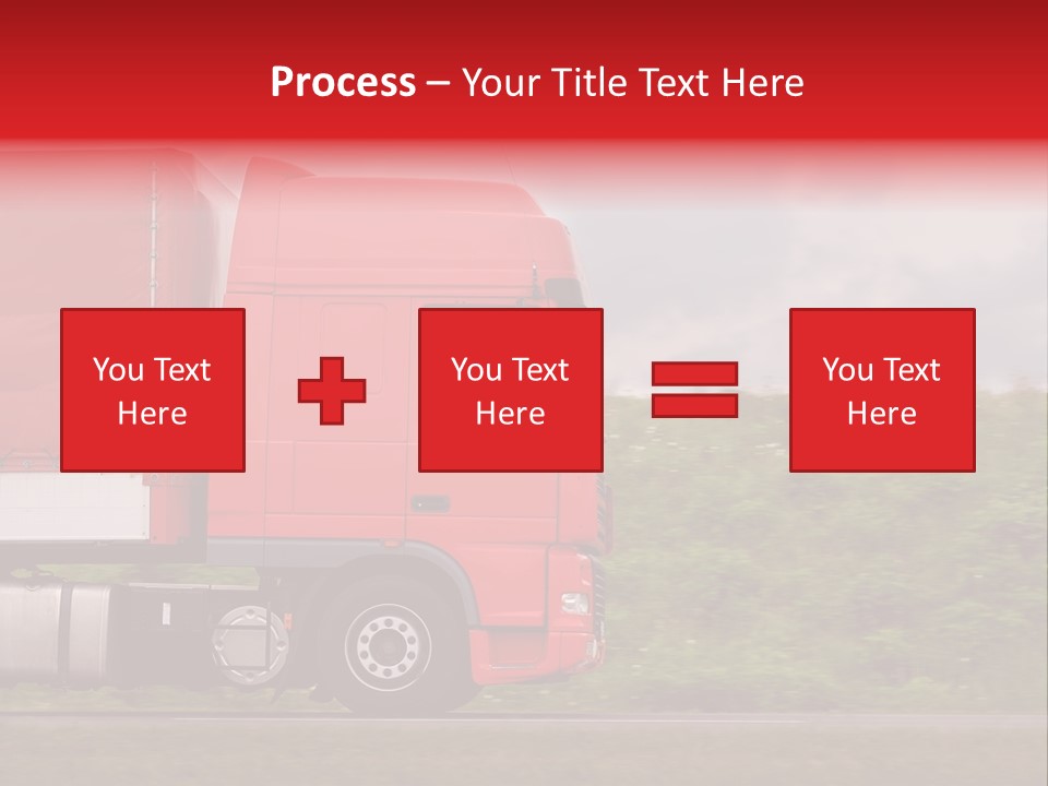 Red Truck Moving From Right To Left On Highway PowerPoint Template