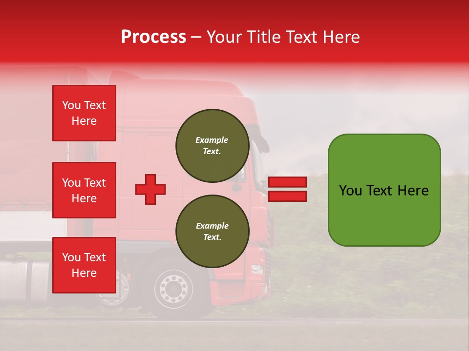 Red Truck Moving From Right To Left On Highway PowerPoint Template