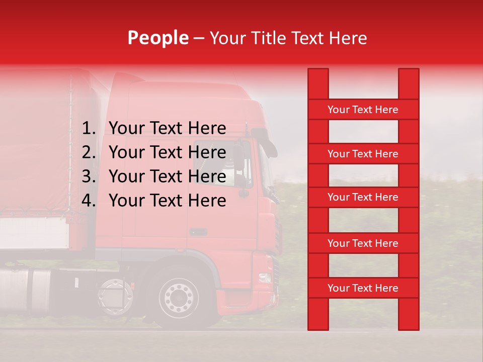 Red Truck Moving From Right To Left On Highway PowerPoint Template
