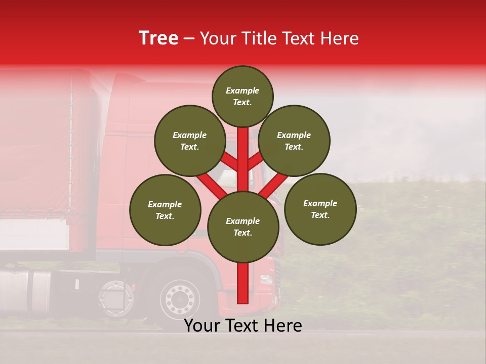 Red Truck Moving From Right To Left On Highway PowerPoint Template