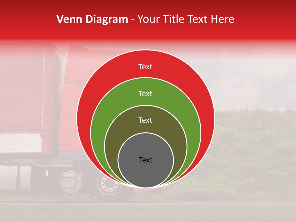 Red Truck Moving From Right To Left On Highway PowerPoint Template
