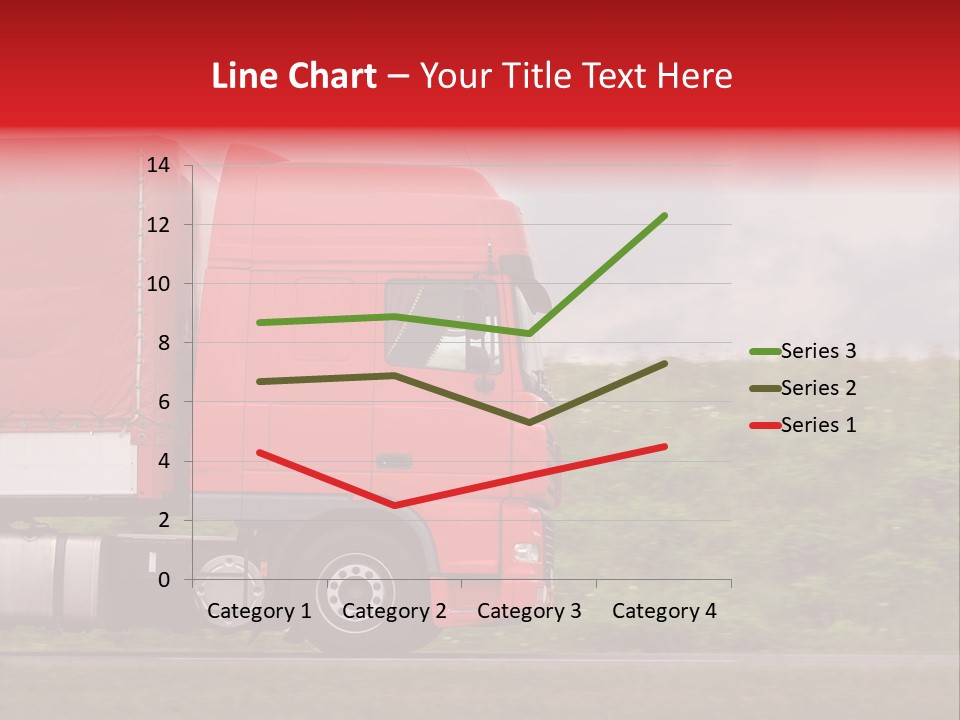 Red Truck Moving From Right To Left On Highway PowerPoint Template