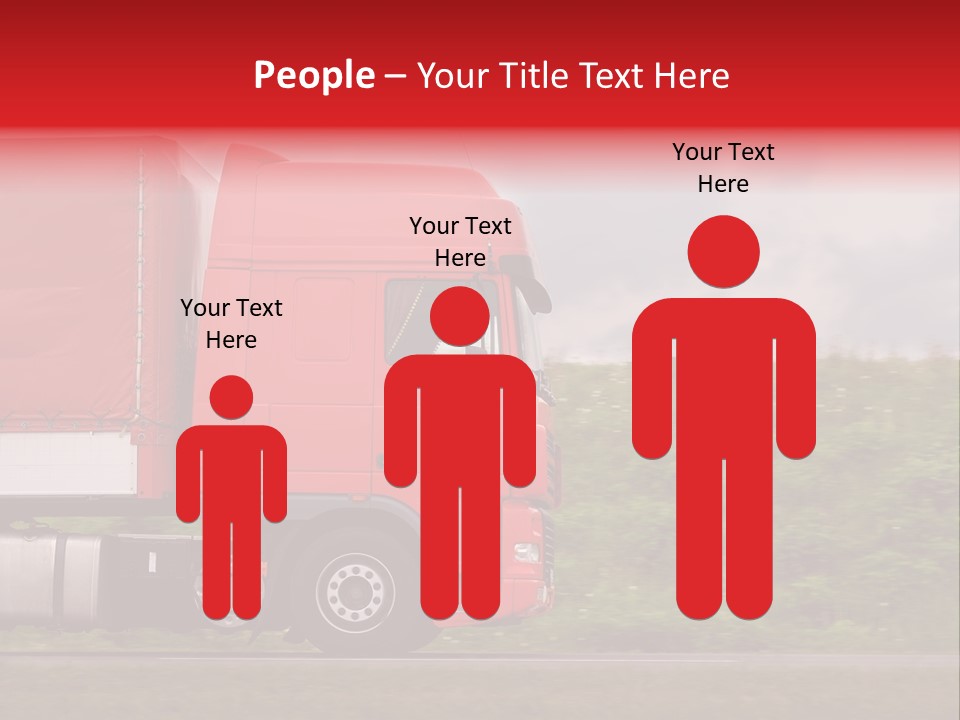 Red Truck Moving From Right To Left On Highway PowerPoint Template