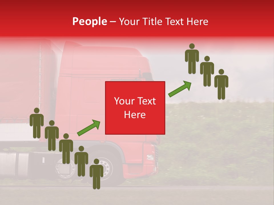 Red Truck Moving From Right To Left On Highway PowerPoint Template
