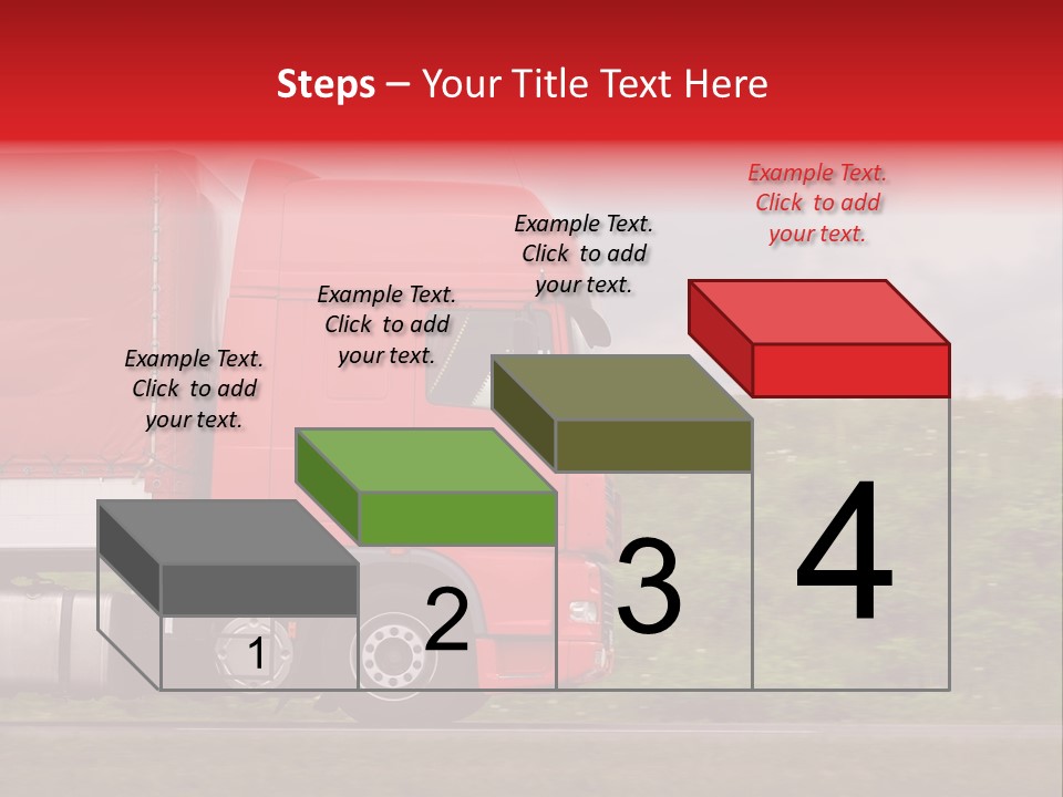 Red Truck Moving From Right To Left On Highway PowerPoint Template