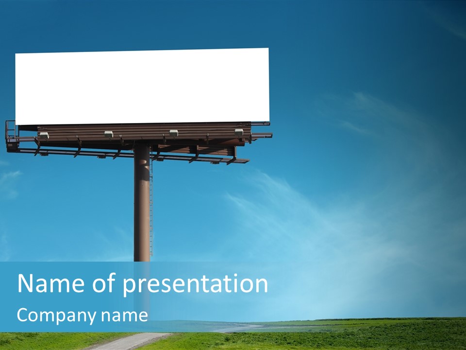 Blank Billboard In A Field With A Blue Sky PowerPoint Template