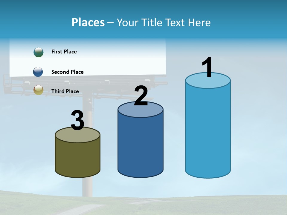 Blank Billboard In A Field With A Blue Sky PowerPoint Template