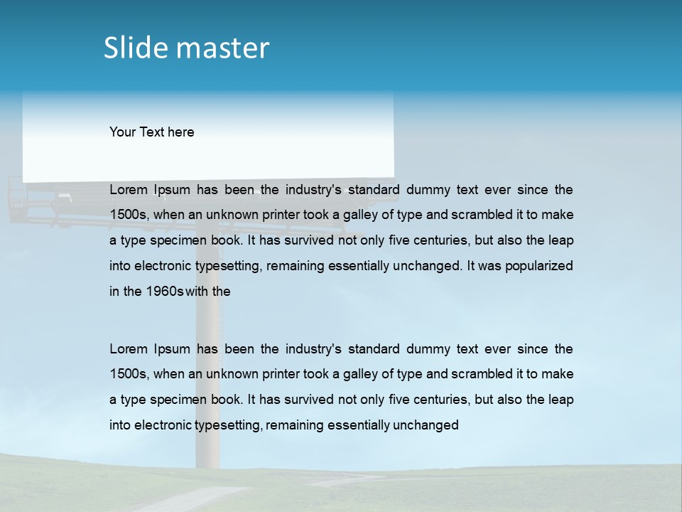 Blank Billboard In A Field With A Blue Sky PowerPoint Template