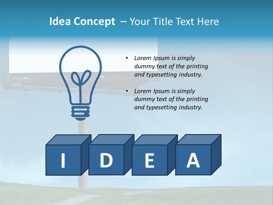 Blank Billboard In A Field With A Blue Sky PowerPoint Template