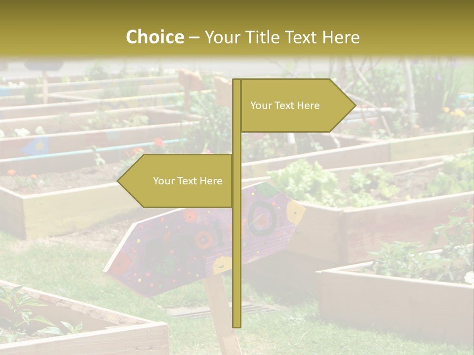 A Picture Of A Garden With A Sign In The Middle Of It PowerPoint Template