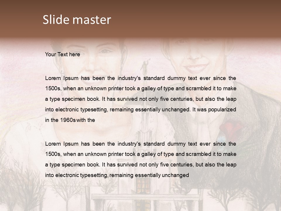 Bride And Groom With Denver Lds Temple PowerPoint Template