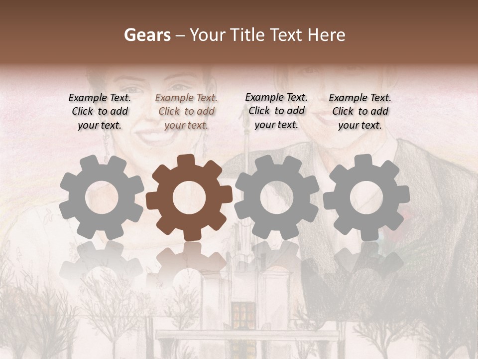 Bride And Groom With Denver Lds Temple PowerPoint Template