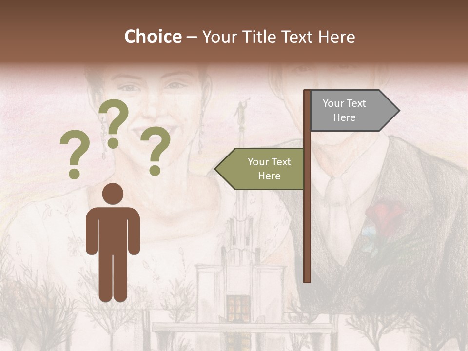 Bride And Groom With Denver Lds Temple PowerPoint Template