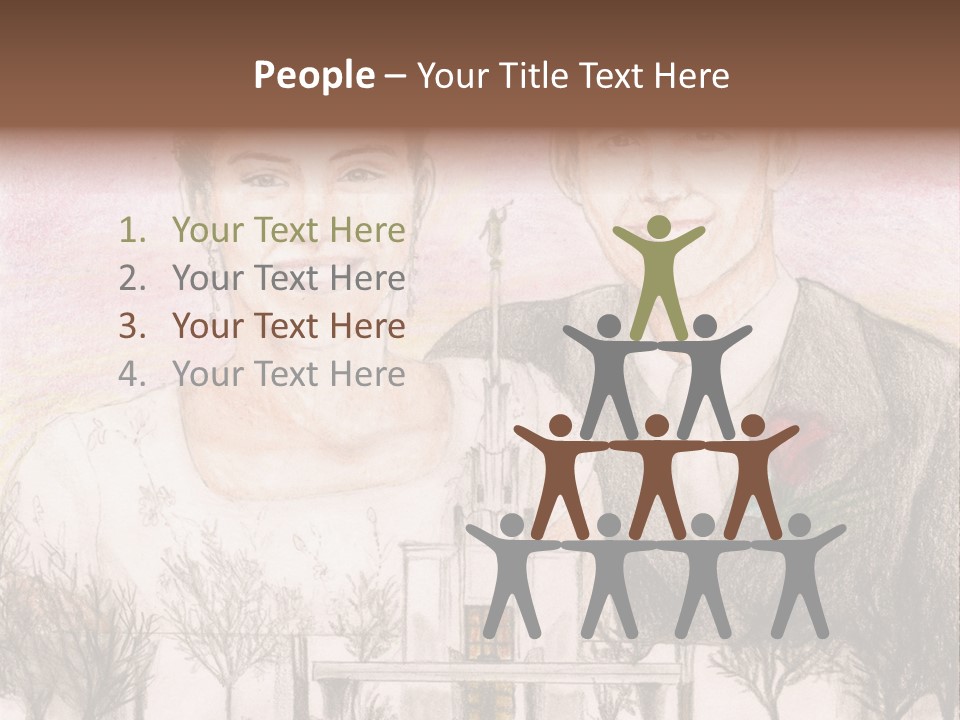 Bride And Groom With Denver Lds Temple PowerPoint Template