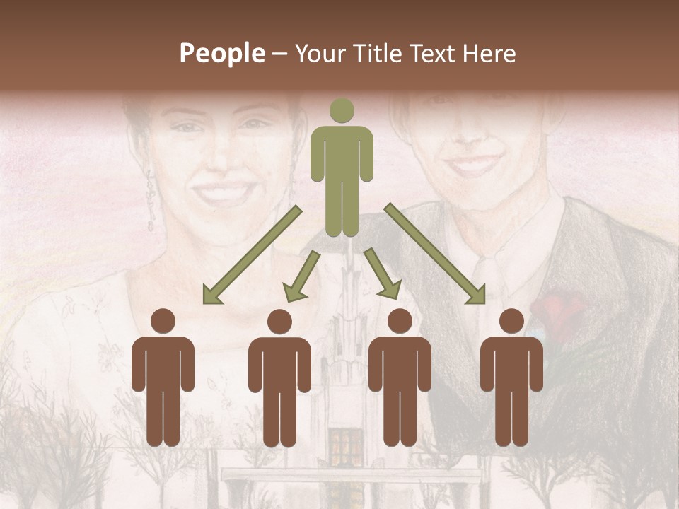 Bride And Groom With Denver Lds Temple PowerPoint Template