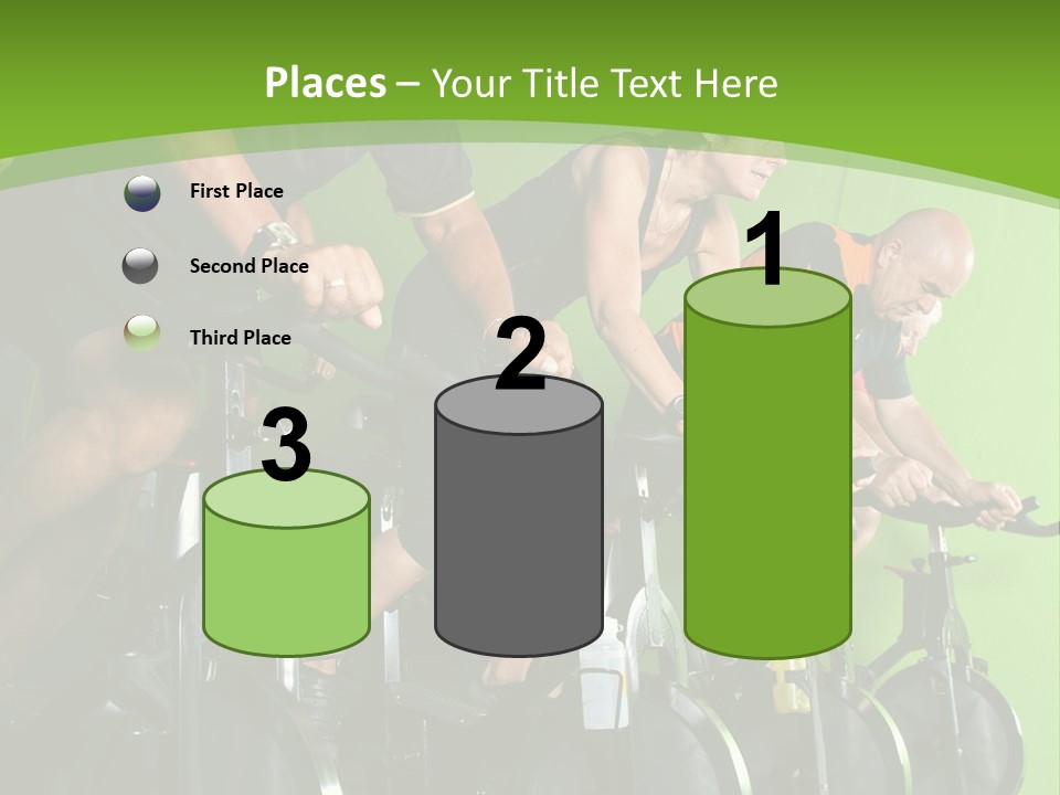 A Group Of People Riding Stationary Bikes In A Gym PowerPoint Template