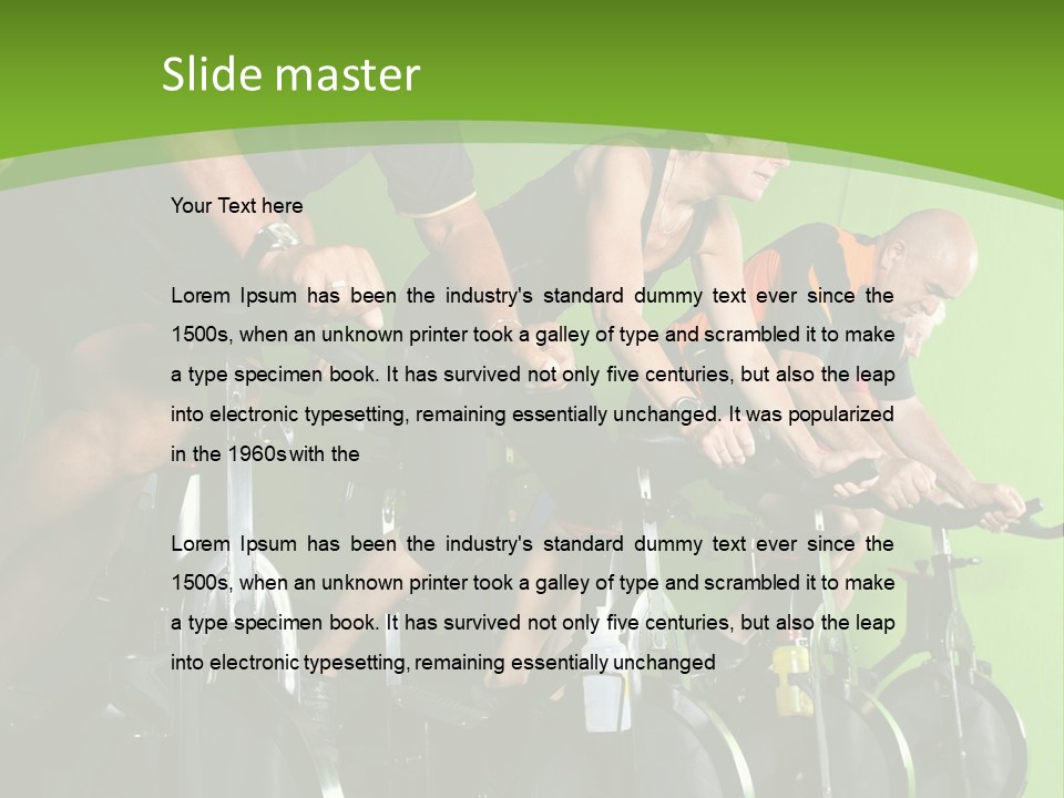 A Group Of People Riding Stationary Bikes In A Gym PowerPoint Template