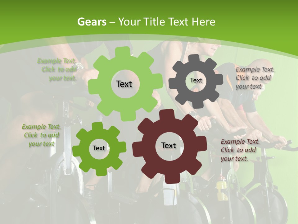 A Group Of People Riding Stationary Bikes In A Gym PowerPoint Template