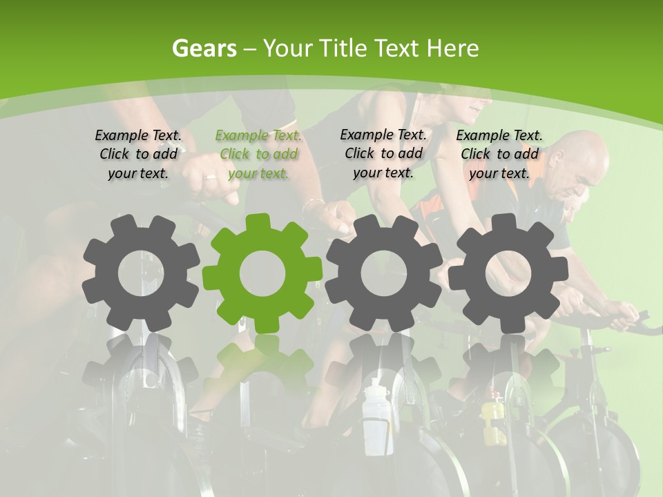 A Group Of People Riding Stationary Bikes In A Gym PowerPoint Template