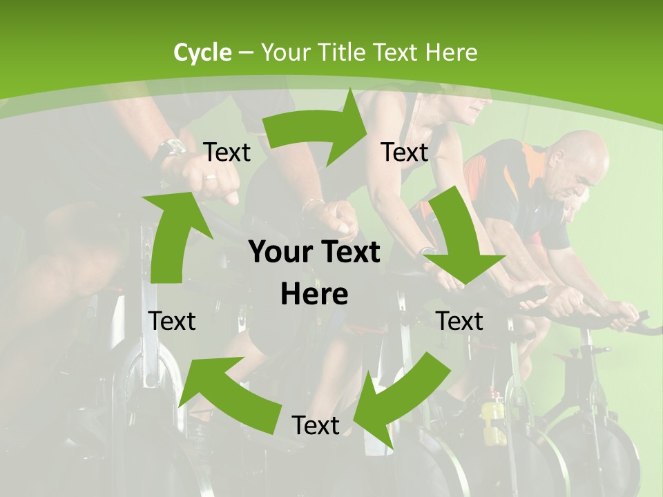 A Group Of People Riding Stationary Bikes In A Gym PowerPoint Template
