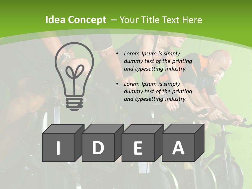 A Group Of People Riding Stationary Bikes In A Gym PowerPoint Template