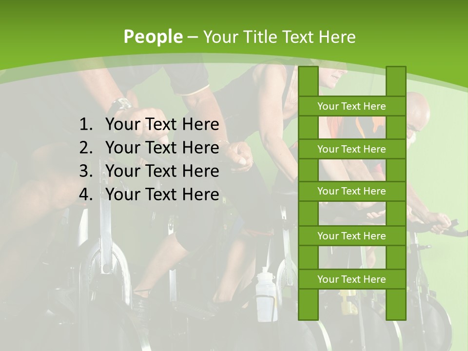 A Group Of People Riding Stationary Bikes In A Gym PowerPoint Template