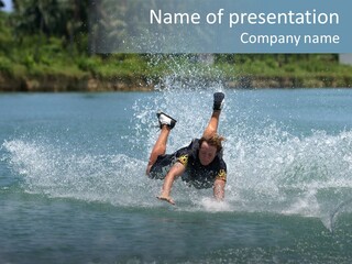 Wake Skater Is Falling Into The River PowerPoint Template