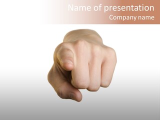 Pointing Hand On White Background PowerPoint Template