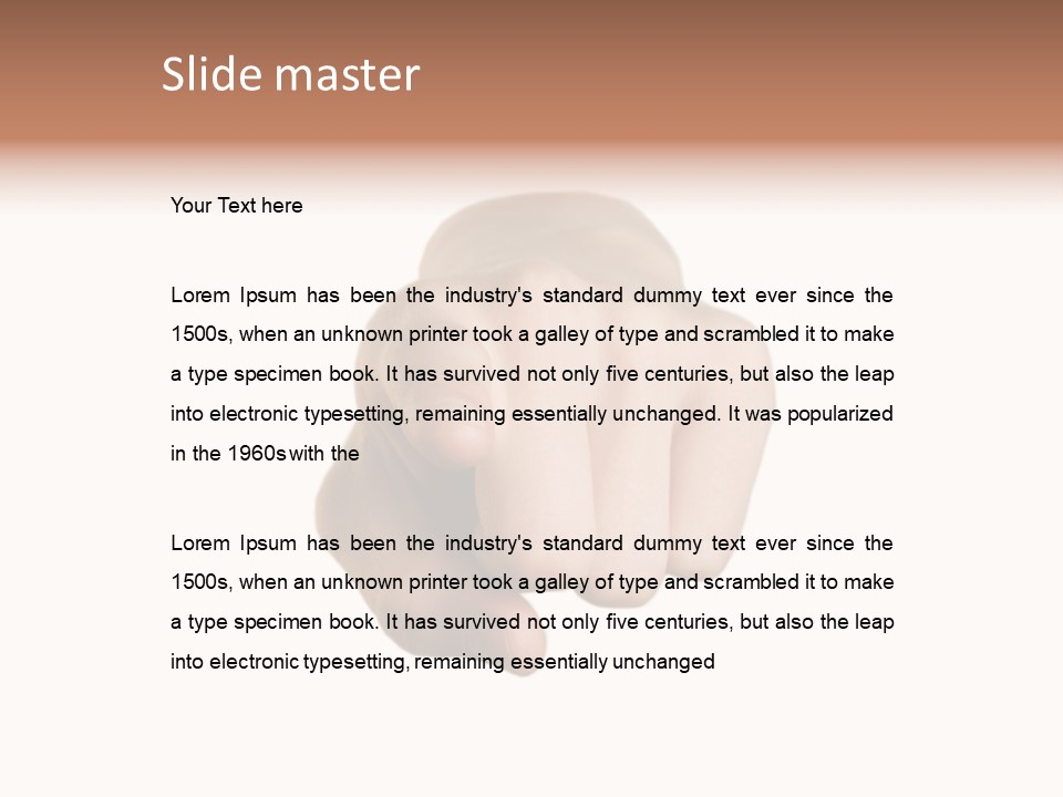 Pointing Hand On White Background PowerPoint Template