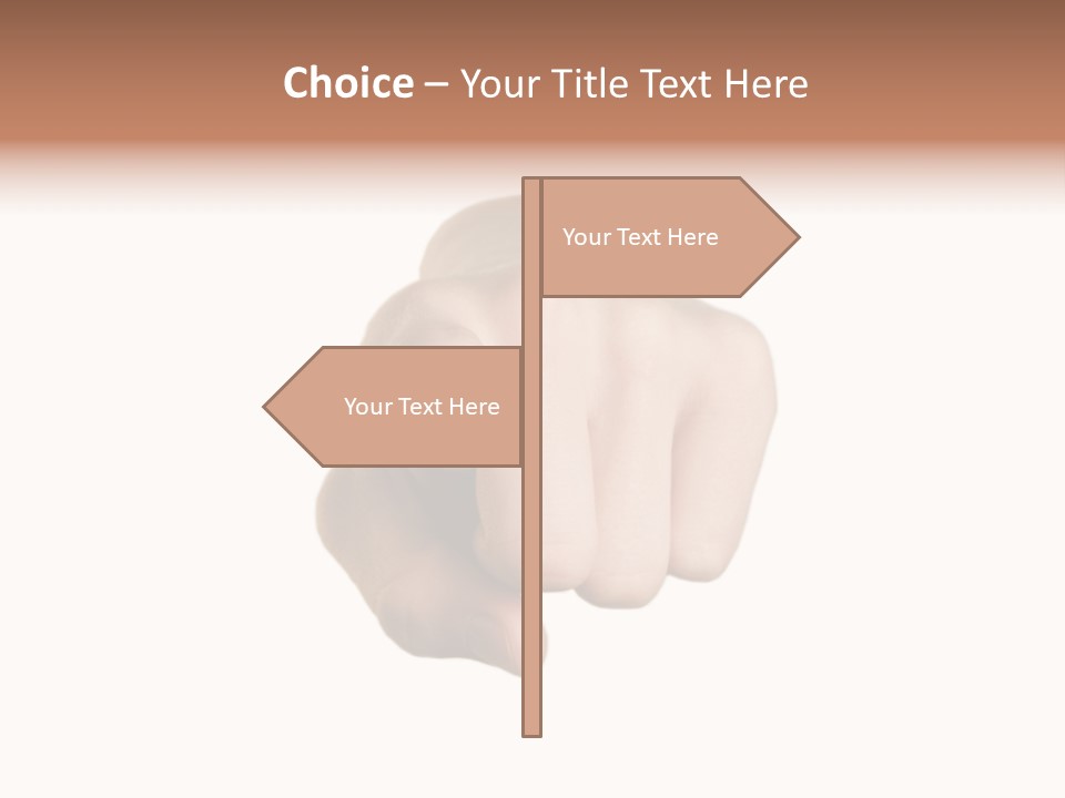 Pointing Hand On White Background PowerPoint Template