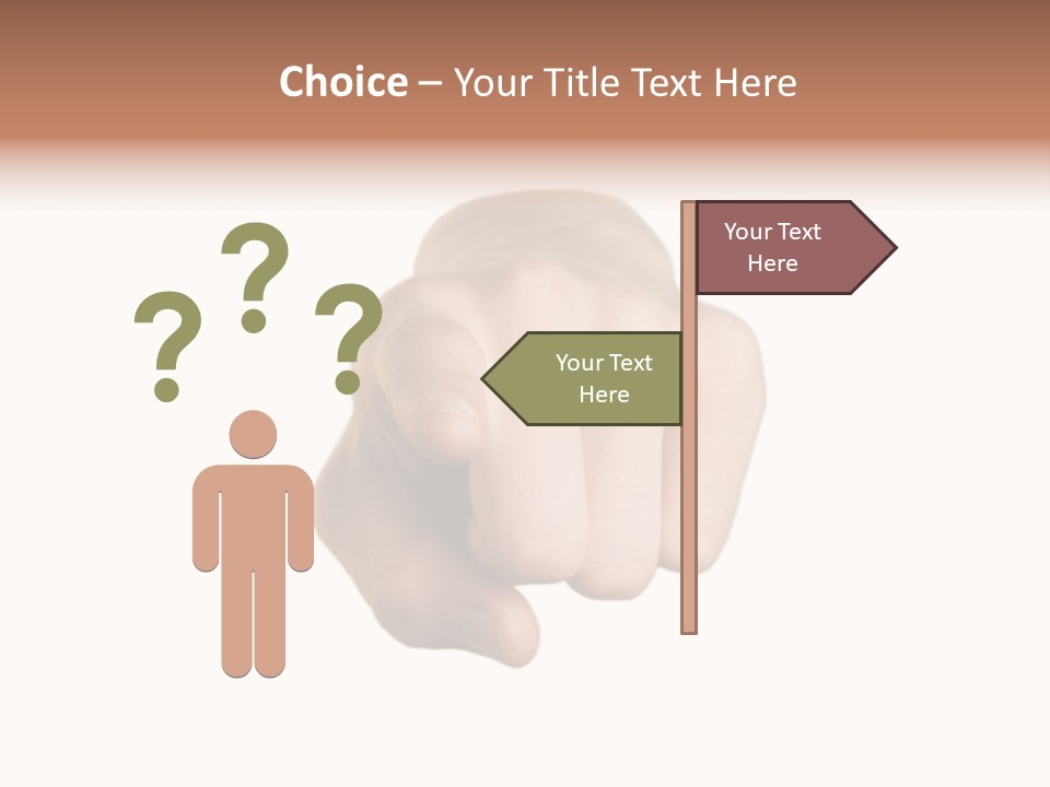 Pointing Hand On White Background PowerPoint Template