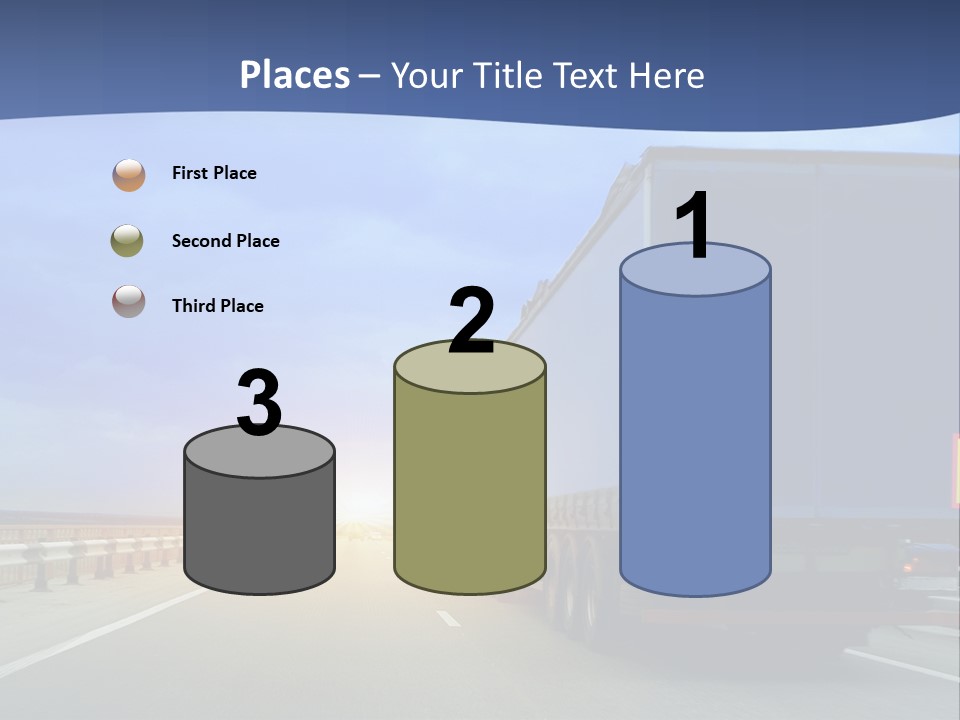 A Semi Truck Driving Down A Highway At Sunset PowerPoint Template