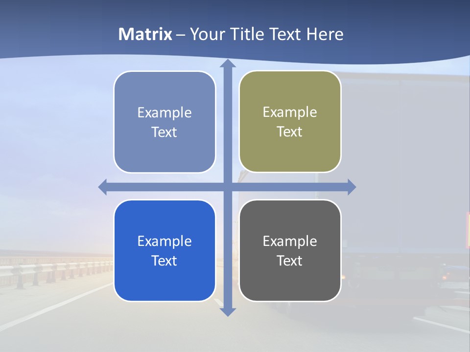 A Semi Truck Driving Down A Highway At Sunset PowerPoint Template