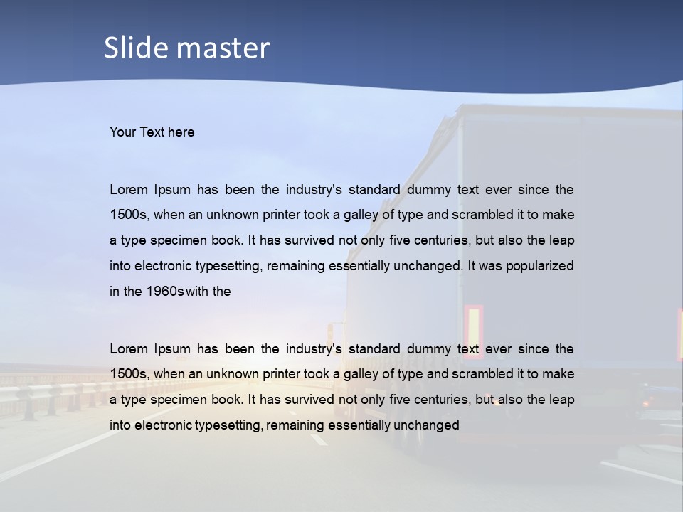 A Semi Truck Driving Down A Highway At Sunset PowerPoint Template