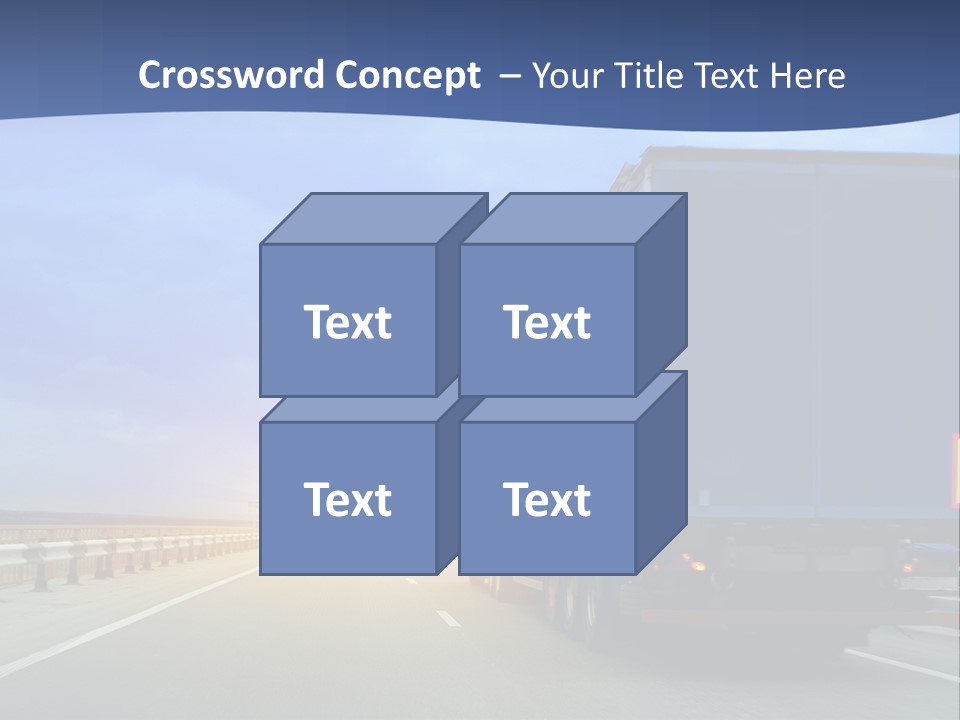 A Semi Truck Driving Down A Highway At Sunset PowerPoint Template