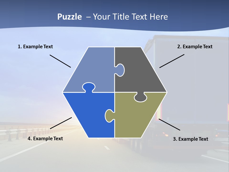 A Semi Truck Driving Down A Highway At Sunset PowerPoint Template