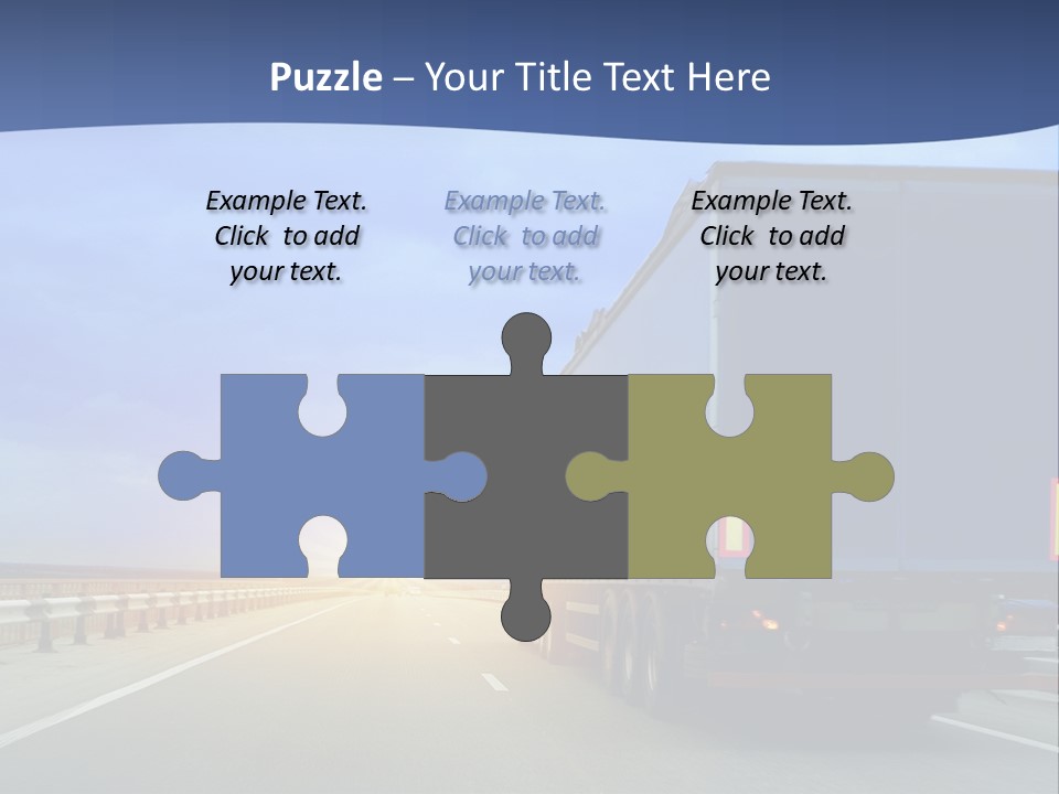 A Semi Truck Driving Down A Highway At Sunset PowerPoint Template