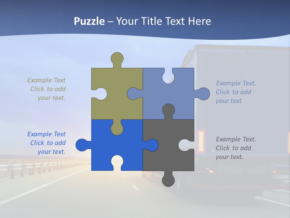 A Semi Truck Driving Down A Highway At Sunset PowerPoint Template